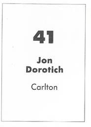 1990 Select AFL Stickers #41 Jon Dorotich Back